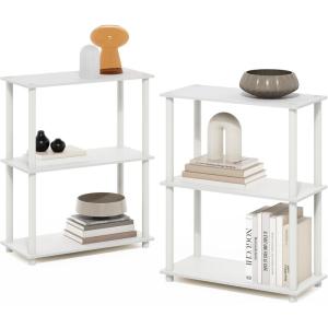 Furinno TURN-N-TUBE Corner Shelf, 5-Tier Corner Bookshelf, Open Storage Shelves, for Organization and Storage, Living Room, Home Office, Garage, Bedroom, Espresso(White)