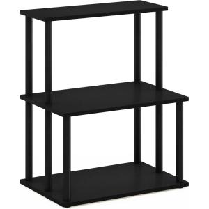 Furinno TURN-N-TUBE Corner Shelf, 5-Tier Corner Bookshelf, Open Storage Shelves, for Organization and Storage, Living Room, Home Office, Garage, Bedroom, Espresso(Americano/Black)