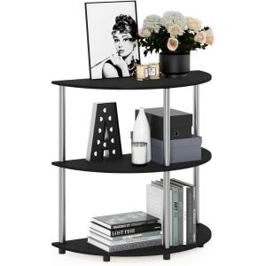 Furinno TURN-N-TUBE Corner Shelf, 5-Tier Corner Bookshelf, Open Storage Shelves, for Organization and Storage, Living Room, Home Office, Garage, Bedroom, Espresso(Black Oak)