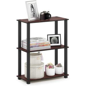 Furinno TURN-N-TUBE Corner Shelf, 5-Tier Corner Bookshelf, Open Storage Shelves, for Organization and Storage, Living Room, Home Office, Garage, Bedroom, Espresso(Dark Cherry/Black)