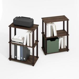 Furinno TURN-N-TUBE Corner Shelf, 5-Tier Corner Bookshelf, Open Storage Shelves, for Organization and Storage, Living Room, Home Office, Garage, Bedroom, Espresso(Black Walnut/Brown)