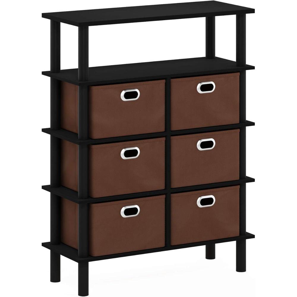 imageFURINNO Frans TurnNTube Console Table French Oak GreyBlackBlackBlack Oak