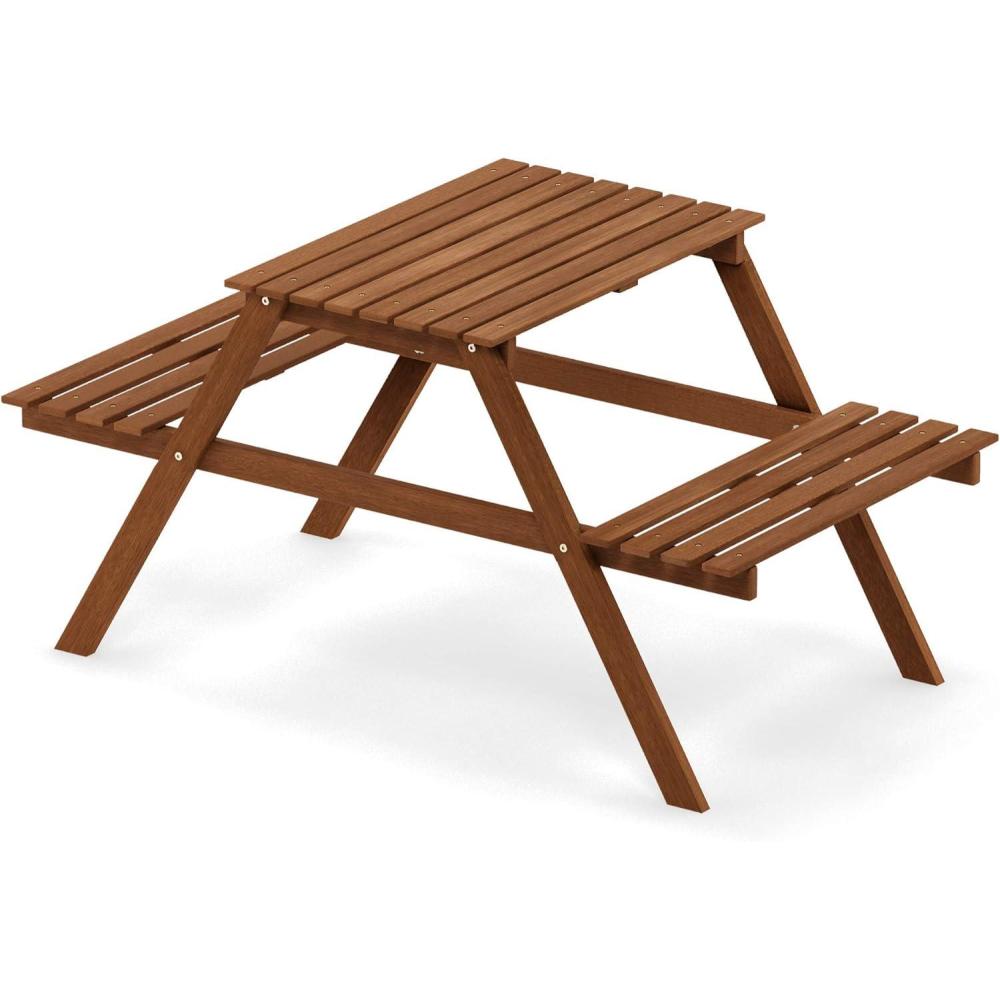 imageFURINNO Tioman Hardwood Patio Furniture Set C 3 Piece Bistro Set NaturalSet D