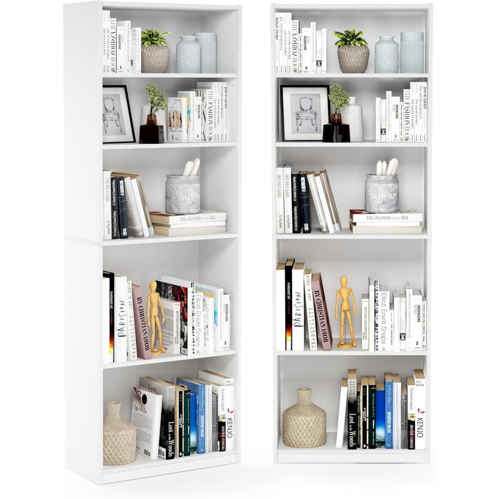 imageFurinno BASIC Book Shelf 3Tier Bookshelf with Open Shelves Standing Bookcase 93 x 218 x 395 for Organization and Storage for Living Room Bedroom Home Office EspressoWhite