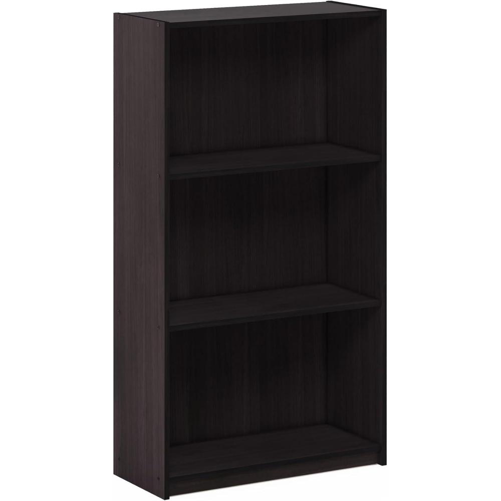 imageFurinno BASIC Book Shelf 3Tier Bookshelf with Open Shelves Standing Bookcase 93 x 218 x 395 for Organization and Storage for Living Room Bedroom Home Office EspressoDark Walnut