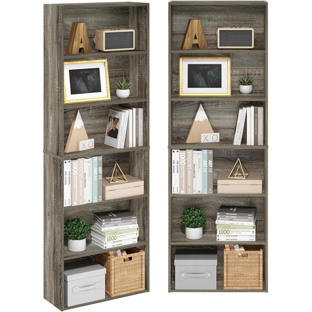 imageFurinno BASIC Book Shelf 3Tier Bookshelf with Open Shelves Standing Bookcase 93 x 218 x 395 for Organization and Storage for Living Room Bedroom Home Office EspressoFrench Oak