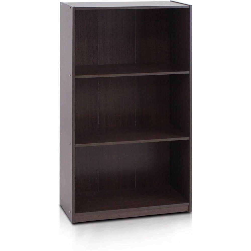 imageFurinno BASIC Book Shelf 3Tier Bookshelf with Open Shelves Standing Bookcase 93 x 218 x 395 for Organization and Storage for Living Room Bedroom Home Office EspressoDark Brown