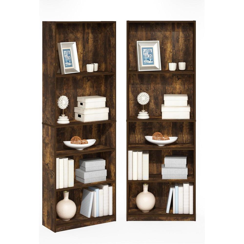 imageFurinno BASIC Book Shelf 3Tier Bookshelf with Open Shelves Standing Bookcase 93 x 218 x 395 for Organization and Storage for Living Room Bedroom Home Office EspressoAmber Pine