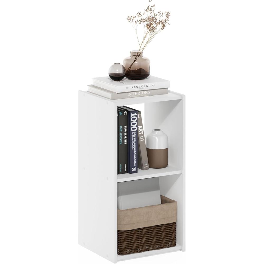 imageFurinno BASIC Book Shelf 6Cube Bookshelf with Open Shelf 3 x 2 Bookcase with Storage Bins Closed Back Horizontal 119 x 316 x 236 for Living Room Bedroom Home Office AmericanoWhite