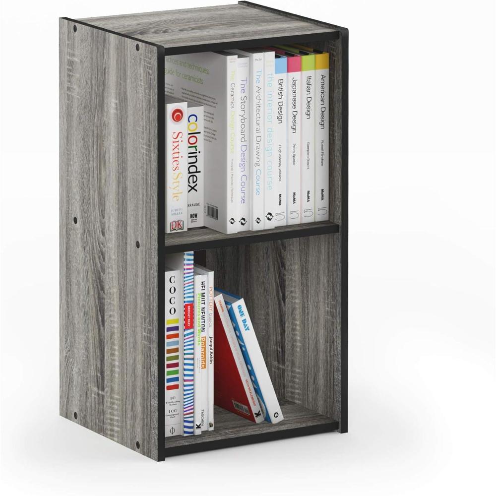 imageFurinno BASIC Book Shelf 6Cube Bookshelf with Open Shelf 3 x 2 Bookcase with Storage Bins Closed Back Horizontal 119 x 316 x 236 for Living Room Bedroom Home Office AmericanoFrench OakBlack