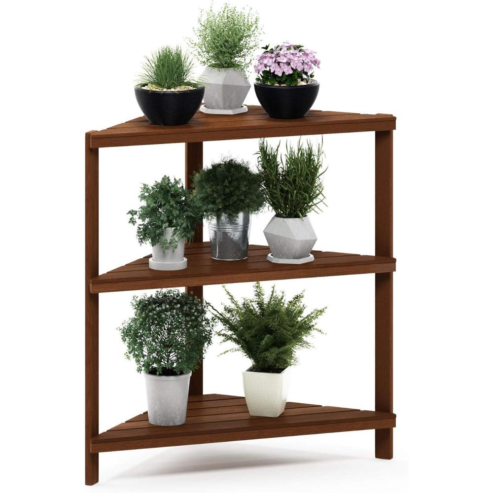 imageFurinno FG18451 Tioman Hardwood Patio Furniture Outdoor Flower Stand in Teak Oil NaturalNatural