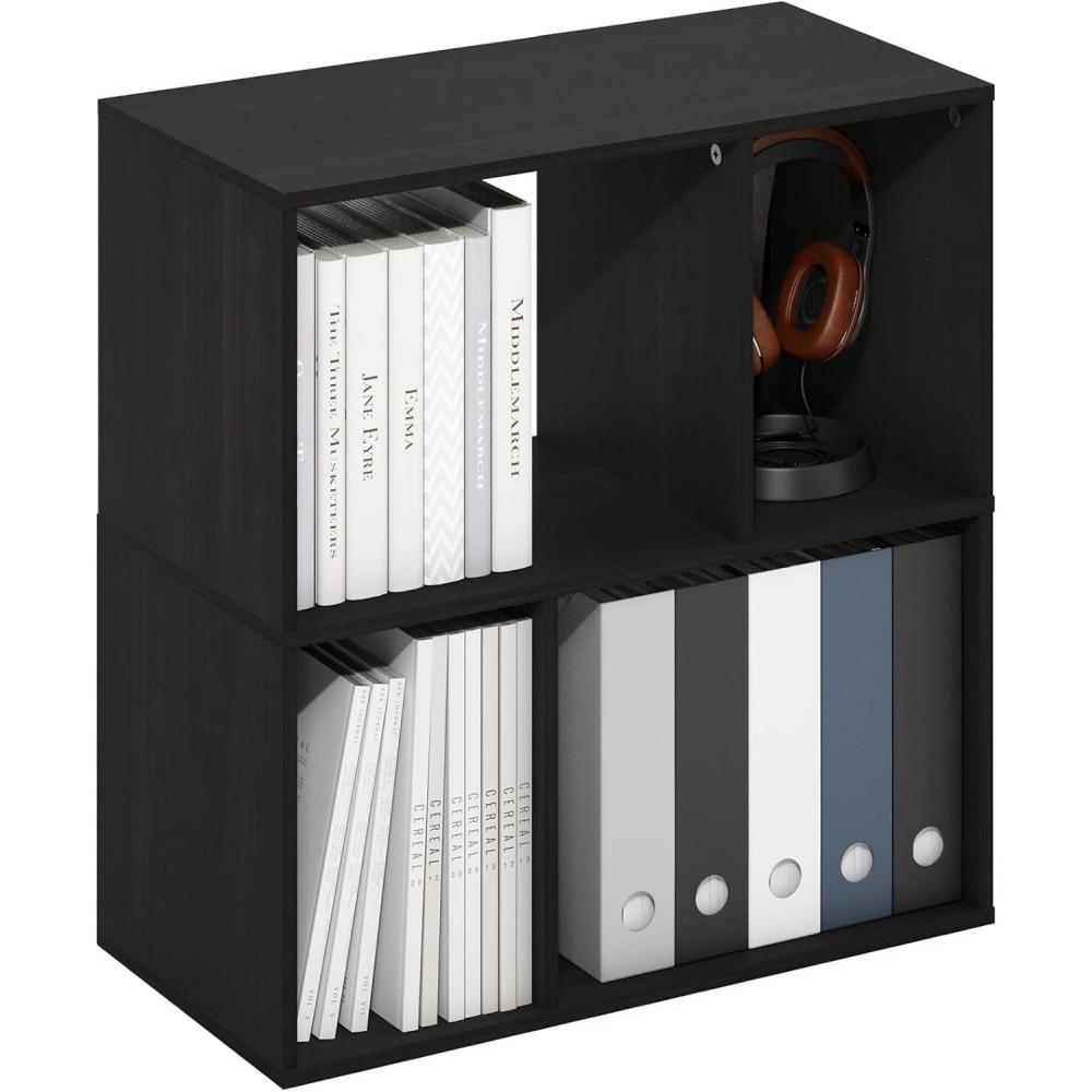 imageFurinno Fulda Book Shelf 2Tier Narrow Bookshelf Bookcase with 10in Width Storage Shelf 93 x 98 x 212 for Living Room Bedroom Home Office WhiteEspresso