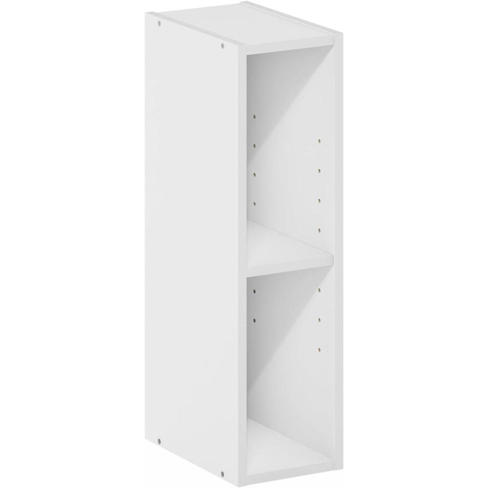 imageFurinno Fulda Book Shelf 2Tier Narrow Bookshelf Bookcase with 10in Width Storage Shelf 93 x 98 x 212 for Living Room Bedroom Home Office WhiteWhite