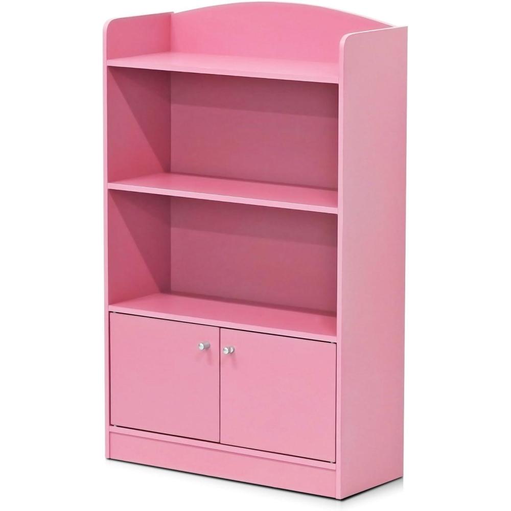 imageFurinno LOVA Book Shelf 5Tier Magazine Bookshelf Bookcase with Open Shelves Storage 94 x 246 x 37 for Living Room Bedroom Home Office PinkPink