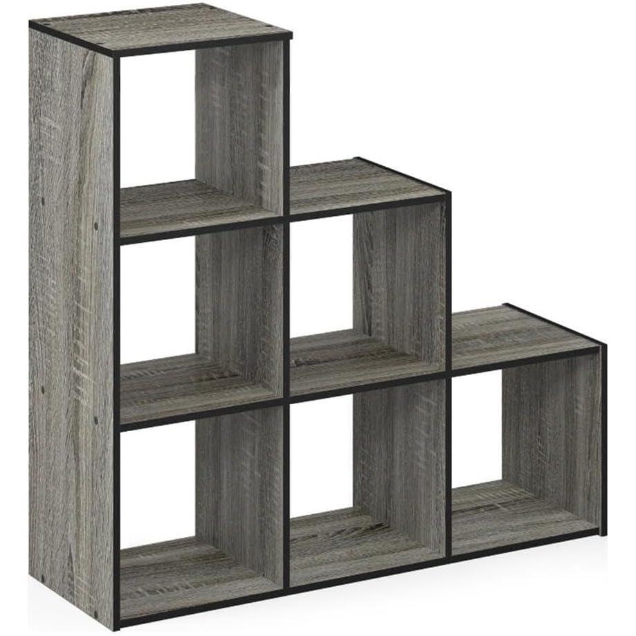 imageFurinno Pelli 321 Cubic Storage Cabinet EspressoFrench Oak GreyBlack