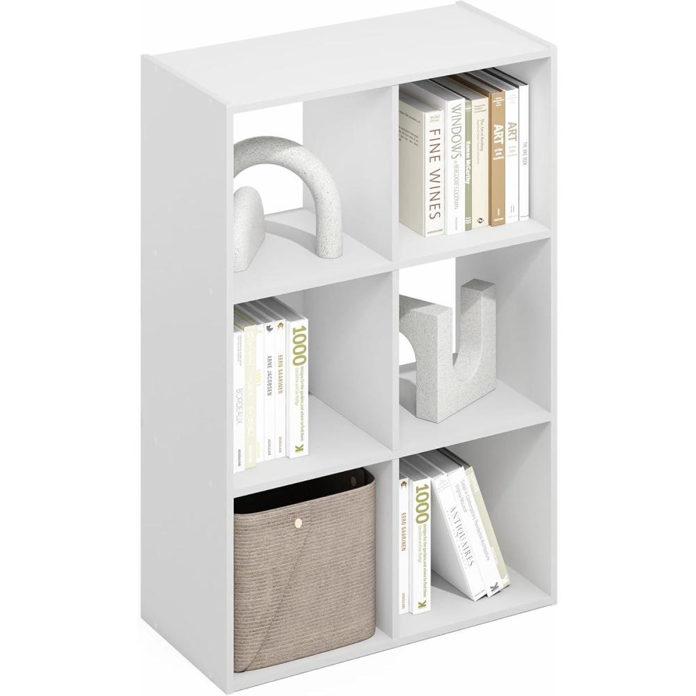 imageFurinno Pelli 321 Cubic Storage Cabinet EspressoPlain White