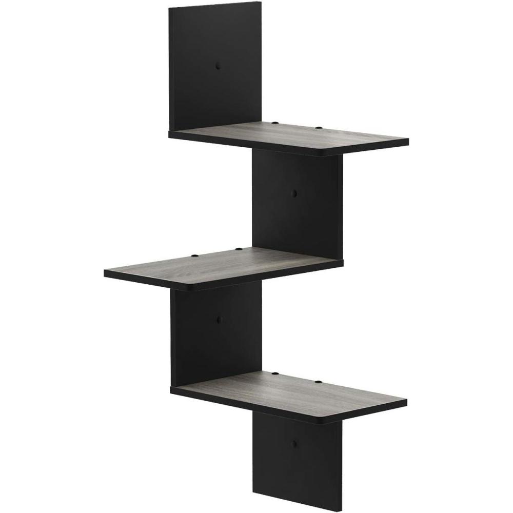 imageFurinno Rossi Wall Mounted Shelves 3Tier Rectangle EspressoBlackFrench Oak