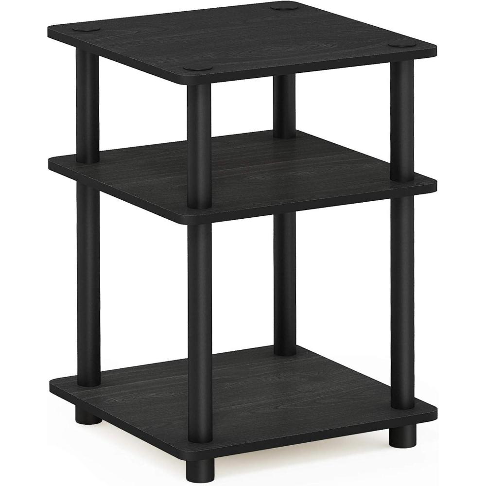 imageFurinno TURNNTUBE Side Table 3Tier End Table Open Shelves Nightstand Night Stand Bedside Table Easy Assembly for Living Room Bedroom Blackwood  Easy Assembly MultipurposeBlackwood
