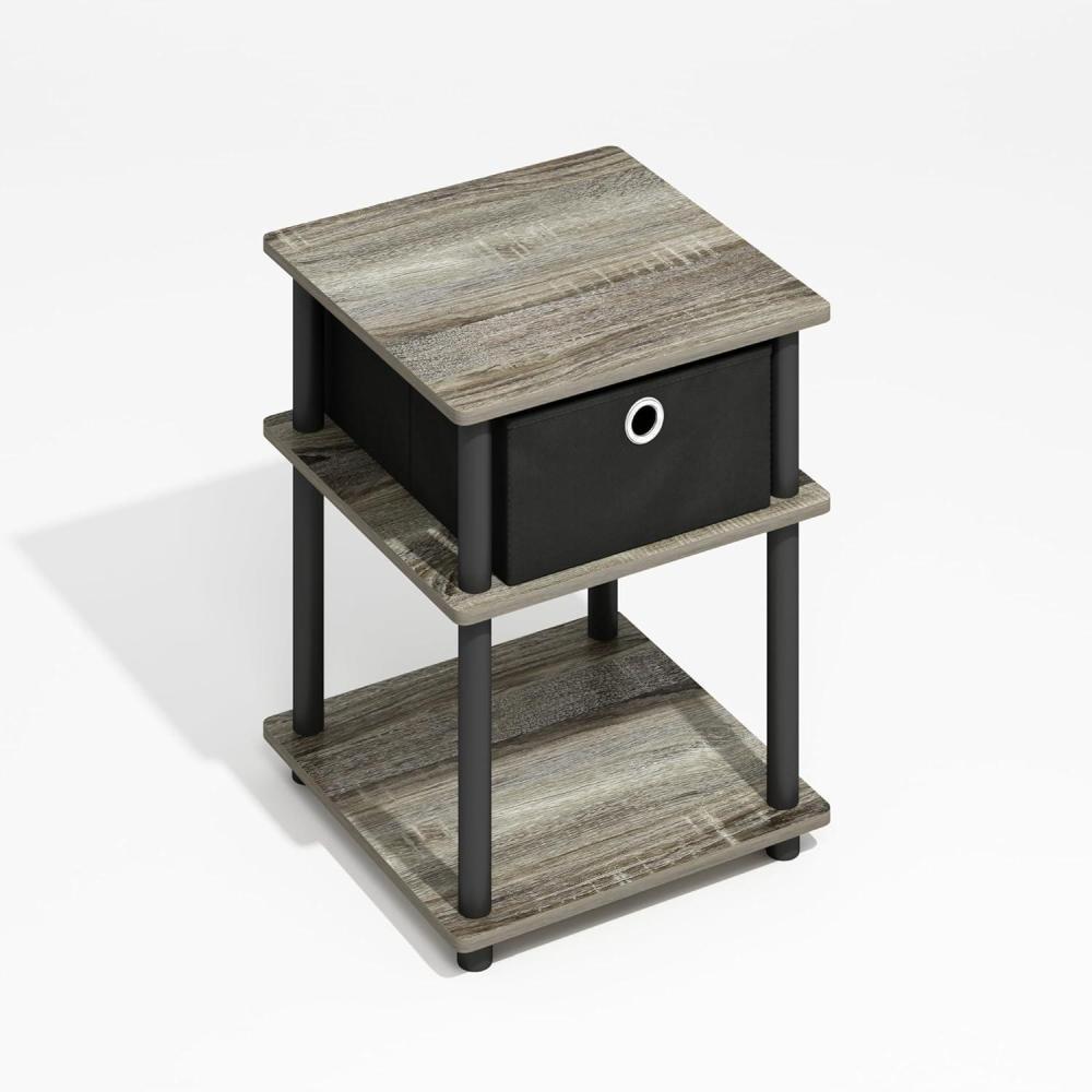 imageFurinno TURNNTUBE Side Table 3Tier End Table Open Shelves Nightstand Night Stand Bedside Table Easy Assembly for Living Room Bedroom Blackwood  Easy Assembly MultipurposeGrey OakBlackBlack