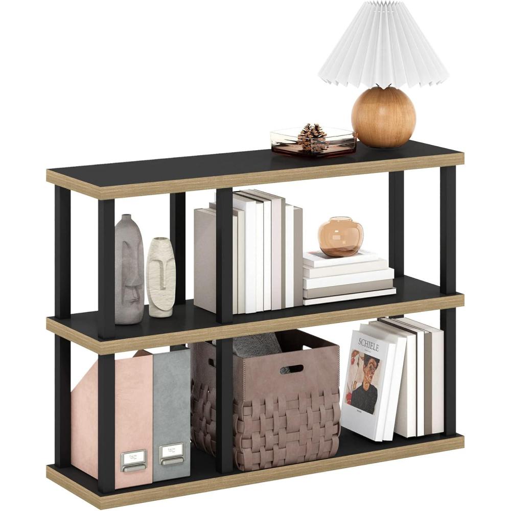 imageFurinno TURNNTUBE Storage Shelves 3Tier 474 Wide Book Shelf Corner Shelf Toolless Open Shelves for Organization and Storage Living Room Garage Home Office EspressoAmericanoBlack