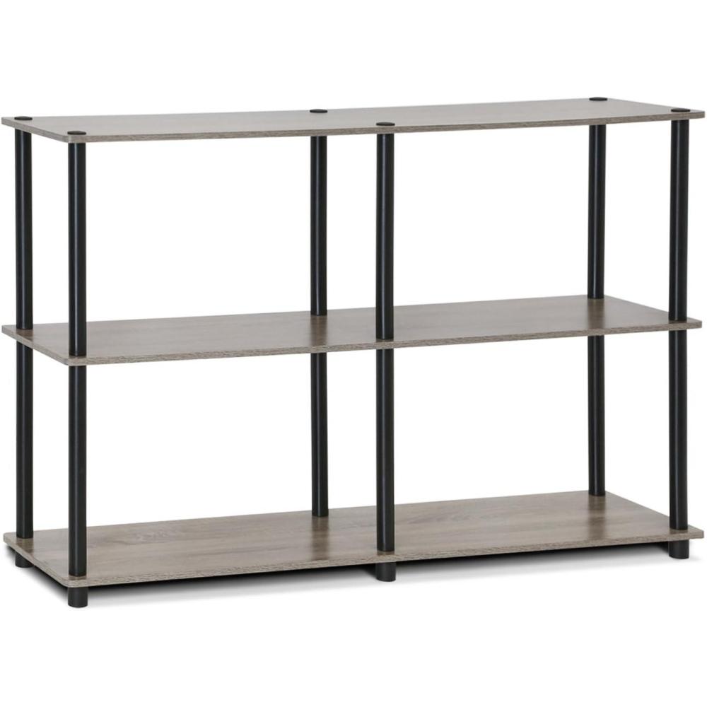 imageFurinno TURNNTUBE Storage Shelves 3Tier 474 Wide Book Shelf Corner Shelf Toolless Open Shelves for Organization and Storage Living Room Garage Home Office EspressoFrench Oak GreyBlack