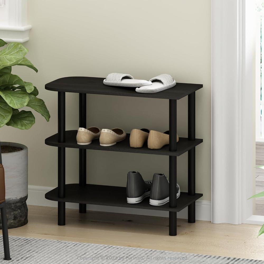 imageFurinno TURNSTUBE Shoe Rack 3Tier Shoe Organizer Shoe Storage Rack with No Tools Assembly 116 x 472 x 154 for Closet Entryway Office Garage EspressoBlackDark EspressoBlack