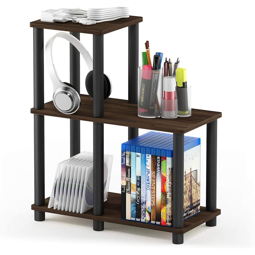 imageFurinno TurnNTube Accent Decorative Shelf EspressoBlackColumbia WalnutBlack