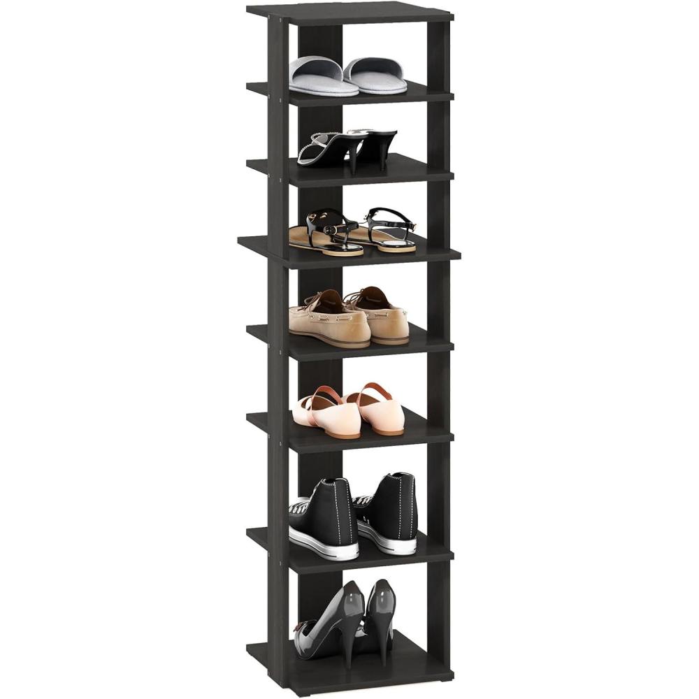 imageFurinno TurnNTube Multi Storage Shoe Rack 352W 6Tier French Oak GreyBlackEspresso