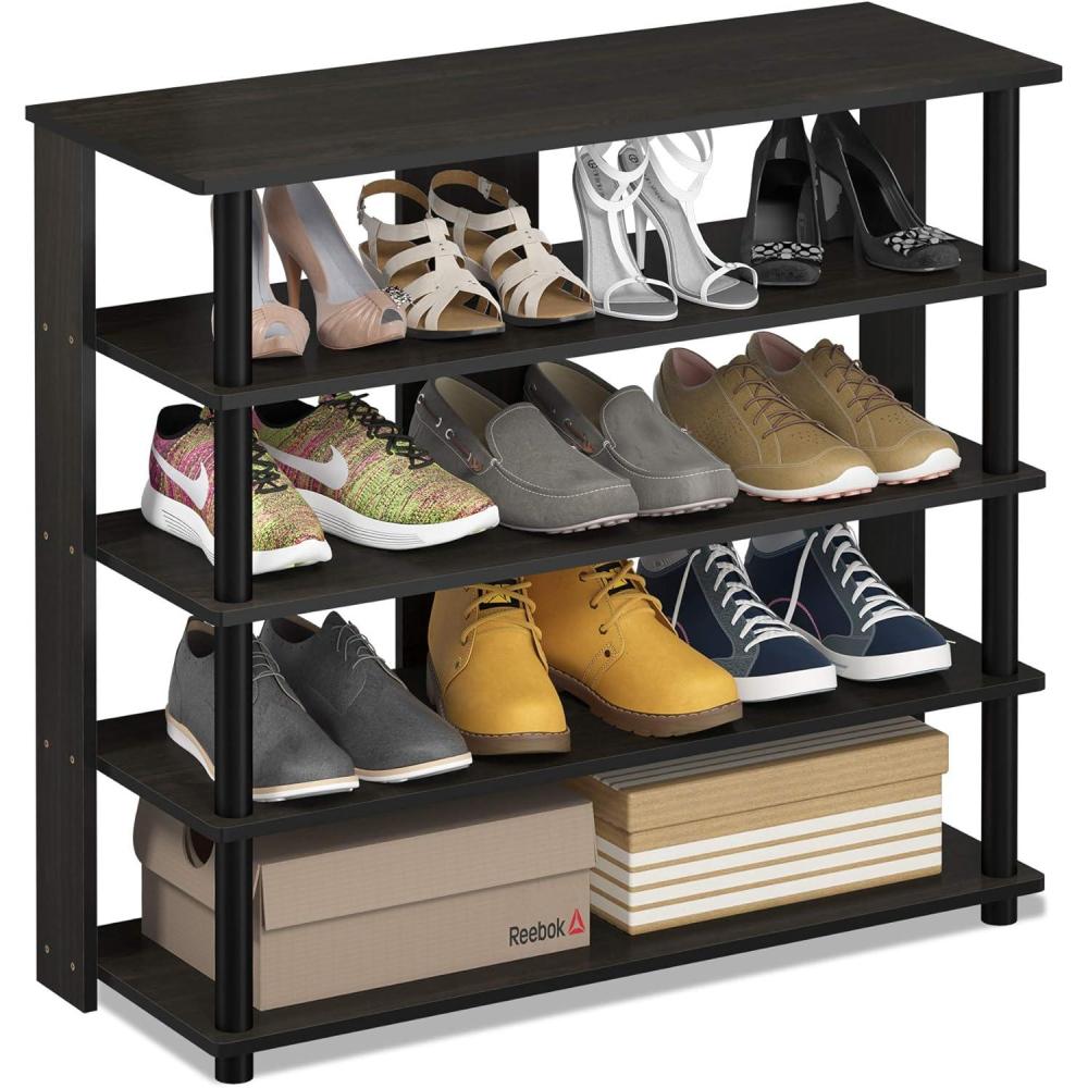 imageFurinno TurnNTube Multi Storage Shoe Rack 352W 6Tier French Oak GreyBlackEspressoBlack