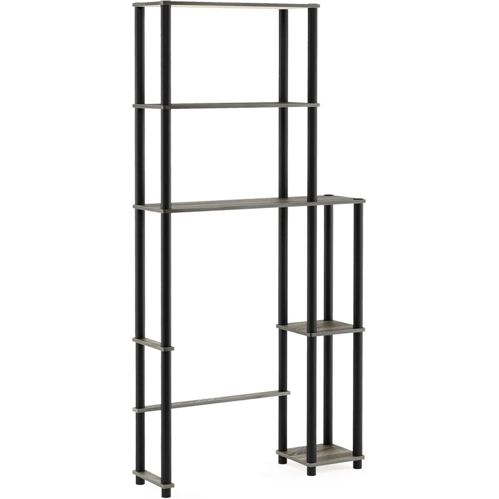 imageFurinno TurnNTube Over The Toilet Storage 5 Shelves Bathroom Organizer Space Saver Rack French Oak GreyBlackFrench OakBlack