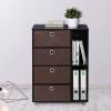 FURINNO Andrey Multipurpose Storage Cabinet, French Oak Grey/Black(Dark Walnut)