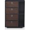 FURINNO Andrey Multipurpose Storage Cabinet, French Oak Grey/Black(Dark Walnut)