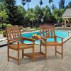 FURINNO Tioman Hardwood Patio Furniture Set C 3 Piece Bistro Set, Natural(Set A)