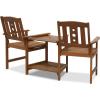 FURINNO Tioman Hardwood Patio Furniture Set C 3 Piece Bistro Set, Natural(Set A)