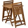 FURINNO Tioman Hardwood Patio Furniture Set C 3 Piece Bistro Set, Natural(Set C)
