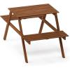 FURINNO Tioman Hardwood Patio Furniture Set C 3 Piece Bistro Set, Natural(Set D)
