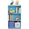 Furinno BASIC Book Shelf, 3-Tier Bookshelf with Open Shelves, Standing Bookcase, 9.3″ x 21.8″ x 39.5″, for Organization and Storage, for Living Room, Bedroom, Home Office, Espresso(Light Blue)