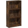 Furinno BASIC Book Shelf, 3-Tier Bookshelf with Open Shelves, Standing Bookcase, 9.3″ x 21.8″ x 39.5″, for Organization and Storage, for Living Room, Bedroom, Home Office, Espresso(Amber Oak)