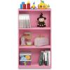 Furinno BASIC Book Shelf, 3-Tier Bookshelf with Open Shelves, Standing Bookcase, 9.3″ x 21.8″ x 39.5″, for Organization and Storage, for Living Room, Bedroom, Home Office, Espresso(Pink)