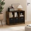 Furinno BASIC Book Shelf, 6-Cube Bookshelf with Open Shelf, 3 x 2 Bookcase with Storage Bins, Closed Back, Horizontal, 11.9″ x 31.6″ x 23.6″, for Living Room, Bedroom, Home Office, Americano(Amber Pine/Black)