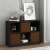 Furinno BASIC Book Shelf, 6-Cube Bookshelf with Open Shelf, 3 x 2 Bookcase with Storage Bins, Closed Back, Horizontal, 11.9″ x 31.6″ x 23.6″, for Living Room, Bedroom, Home Office, Americano(Espresso/Brown)