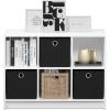 Furinno BASIC Book Shelf, 6-Cube Bookshelf with Open Shelf, 3 x 2 Bookcase with Storage Bins, Closed Back, Horizontal, 11.9″ x 31.6″ x 23.6″, for Living Room, Bedroom, Home Office, Americano(White/Black)