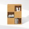 Furinno BASIC Book Shelf, 6-Cube Bookshelf with Open Shelf, 3 x 2 Bookcase with Storage Bins, Closed Back, Horizontal, 11.9″ x 31.6″ x 23.6″, for Living Room, Bedroom, Home Office, Americano(Steam Beech)
