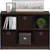 Furinno BASIC Book Shelf, 6-Cube Bookshelf with Open Shelf, 3 x 2 Bookcase with Storage Bins, Closed Back, Horizontal, 11.9″ x 31.6″ x 23.6″, for Living Room, Bedroom, Home Office, Americano(Columbia Walnut/Dark Brown)
