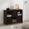 Furinno BASIC Book Shelf, 6-Cube Bookshelf with Open Shelf, 3 x 2 Bookcase with Storage Bins, Closed Back, Horizontal, 11.9″ x 31.6″ x 23.6″, for Living Room, Bedroom, Home Office, Americano(Columbia Walnut/Dark Brown)
