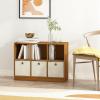 Furinno BASIC Book Shelf, 6-Cube Bookshelf with Open Shelf, 3 x 2 Bookcase with Storage Bins, Closed Back, Horizontal, 11.9″ x 31.6″ x 23.6″, for Living Room, Bedroom, Home Office, Americano(Light Cherry/Ivory)