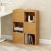 Furinno BASIC Book Shelf, 6-Cube Bookshelf with Open Shelf, 3 x 2 Bookcase with Storage Bins, Closed Back, Horizontal, 11.9″ x 31.6″ x 23.6″, for Living Room, Bedroom, Home Office, Americano(Steam Beech)
