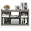 Furinno BASIC Book Shelf, 6-Cube Bookshelf with Open Shelf, 3 x 2 Bookcase with Storage Bins, Closed Back, Horizontal, 11.9″ x 31.6″ x 23.6″, for Living Room, Bedroom, Home Office, Americano(French Oak)