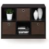 Furinno BASIC Book Shelf, 6-Cube Bookshelf with Open Shelf, 3 x 2 Bookcase with Storage Bins, Closed Back, Horizontal, 11.9″ x 31.6″ x 23.6″, for Living Room, Bedroom, Home Office, Americano(Dark Walnut)
