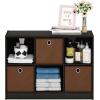 Furinno BASIC Book Shelf, 6-Cube Bookshelf with Open Shelf, 3 x 2 Bookcase with Storage Bins, Closed Back, Horizontal, 11.9″ x 31.6″ x 23.6″, for Living Room, Bedroom, Home Office, Americano(Espresso/Brown)